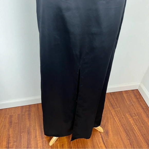 For Love and Lemons Satin Maxi Dress Slit Low Back Black Size M - Picture 6 of 6